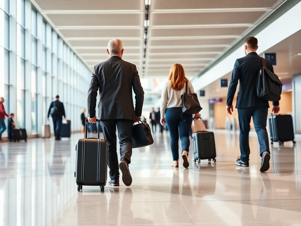 Executivos em terminal de aeroporto asiático