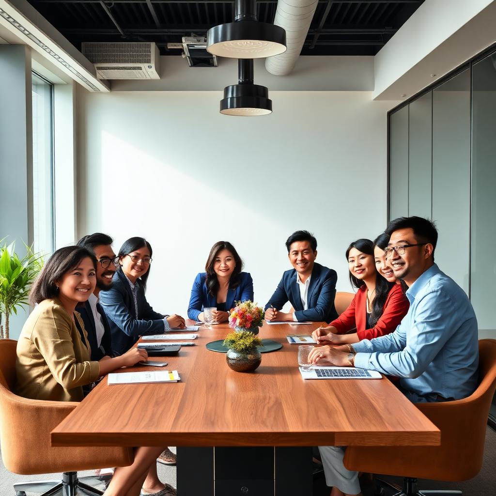 Equipe da Asian House em reunião de negócios
